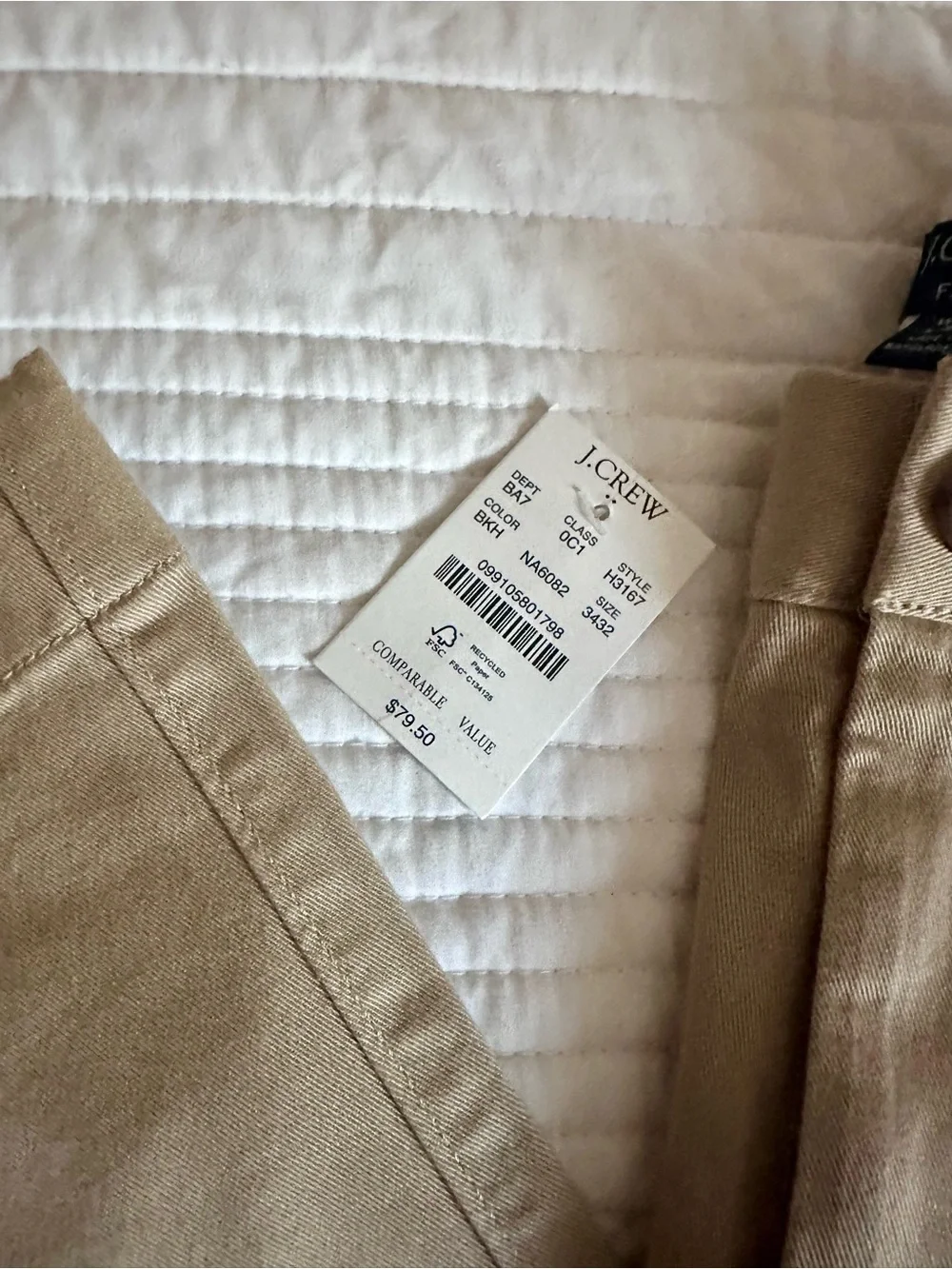 J. Crew Men's Flex Slim Chino Pants - Khaki Size W34 L32